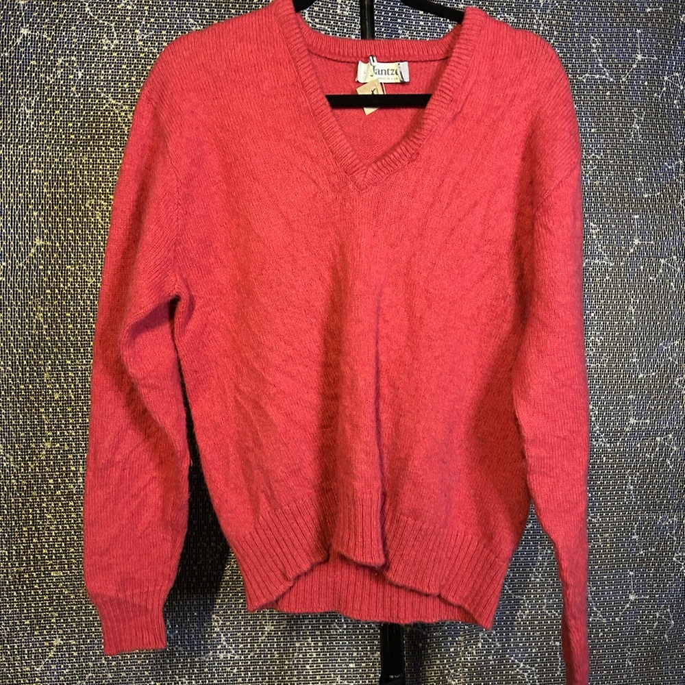 Jantzen Red V-Neck Sweater Classic Knit
